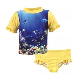 Hudson Baby👶🏼Girl👧🏻Reef🪸Girl's👧🏻Rashguard Swim🏊‍♀️Set👙in Sz 24M